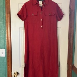 Vintage 100% Linen Midi Dress